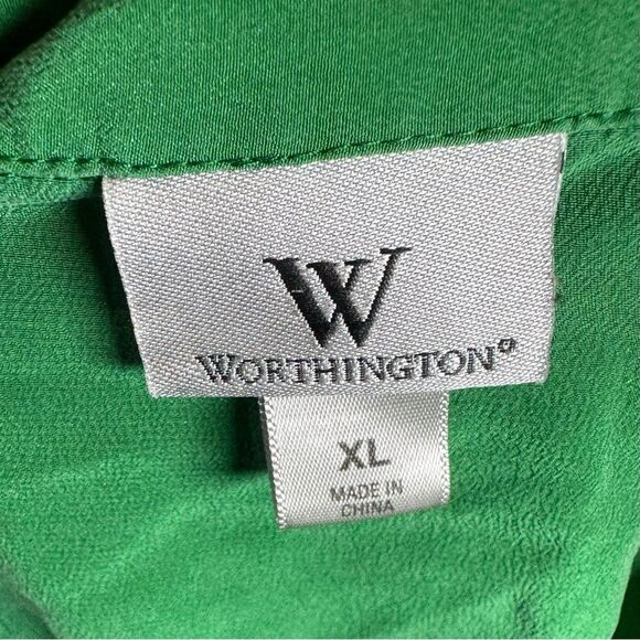 Worthington 100% silk Kelly green sleeveless button down top size XL - Picture 4 of 6